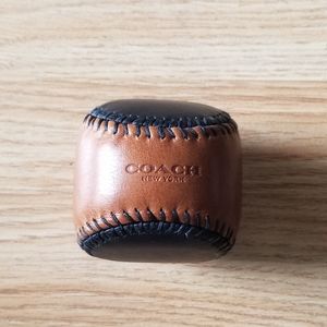 Coach leather baseball paperweight
